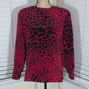 Ann May Silk Animal Print Blouse Size S